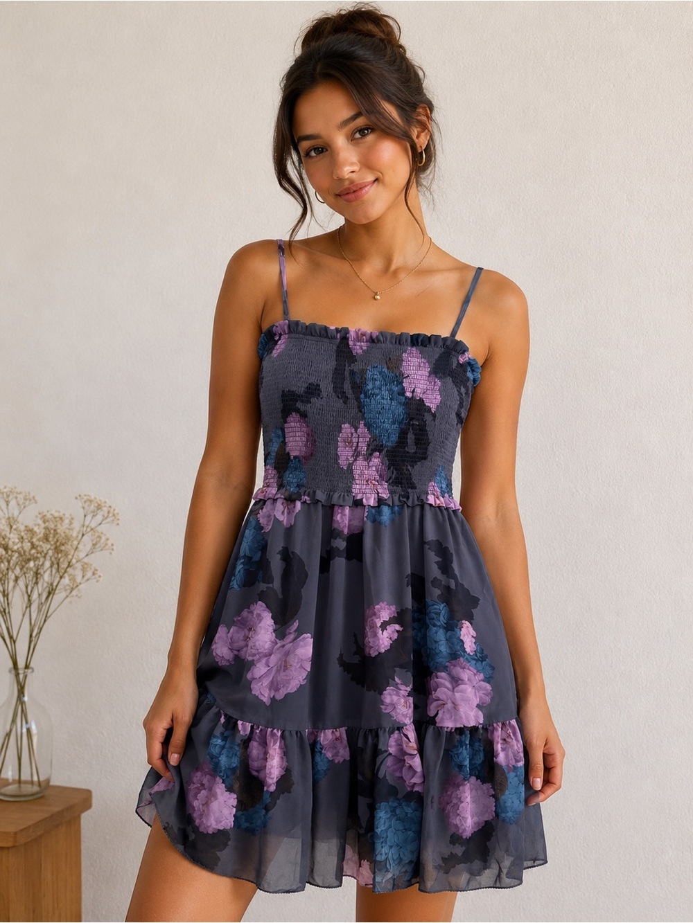WILFRED x Aritzia | Catamaran Smocked Floral Mini Dress - Size XS
